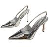 2023 Damen Strass Spitz Silber Stiletto Sandalen