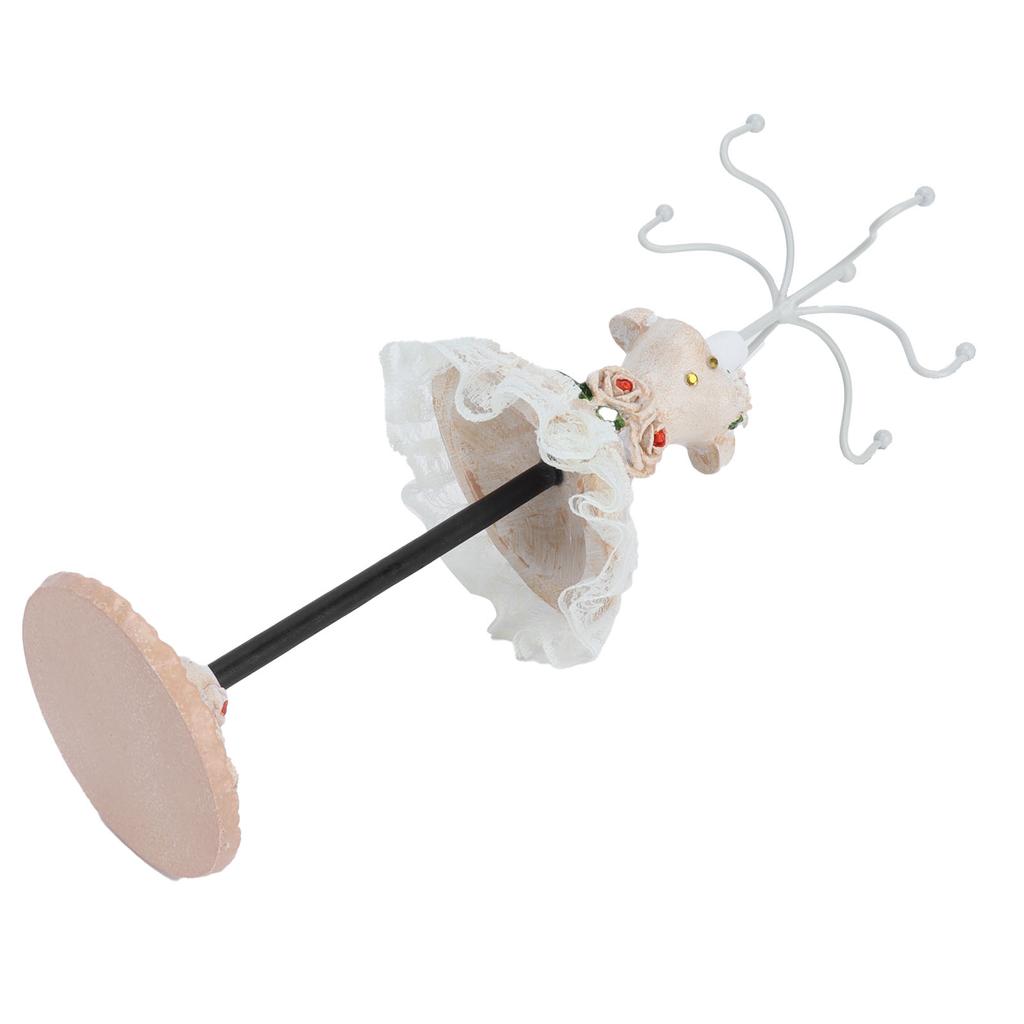 Jewelry Stand Display Earrings Necklace Storage Polyresin Doll Holder with Rotatable