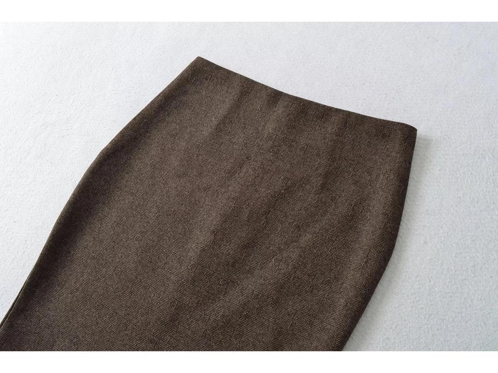 Intelligent Secretary Gold Lapel Blazer & High-Waist Pencil Skirt Set