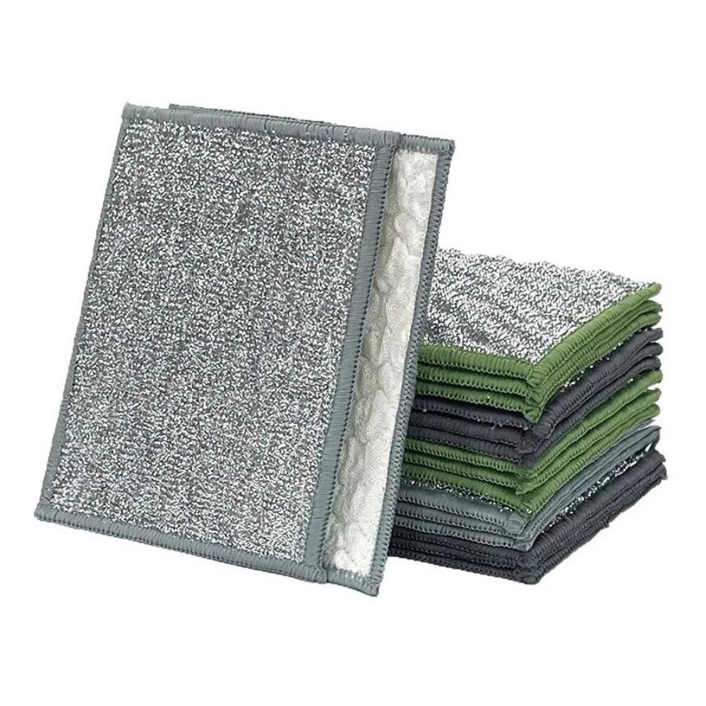 

5Pcs Reusable Wiping Rags Non-Stick Oil Kitchen Cleaning Cloths Metal Scrubbing Pads Oil Cleaning Right-angled Edge