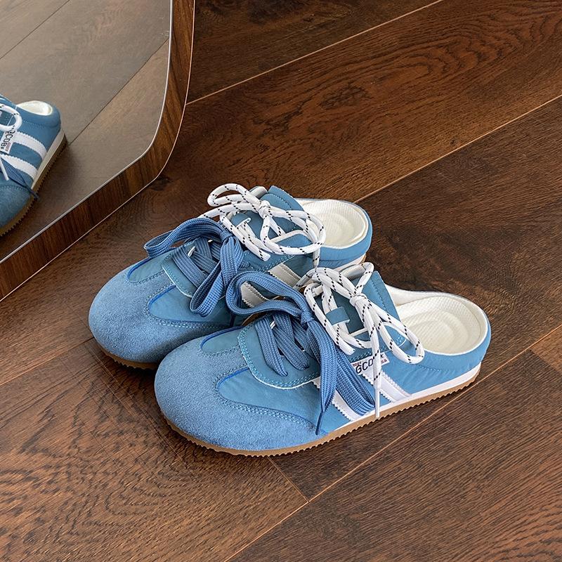 

Retro inner height-increasing German training shoes bag head half slippers women s summer wear 2025 new non-slip soft-soled cool slippers 40 синій