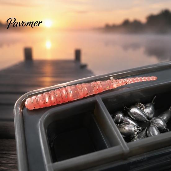 Flexible Soft Lures 50Pcs Bionic Worm Bait, 40MM/0.37g 50MM/0.45g Artificial Lure with Needle Realistic Baits Tail, Swim for Freshwater Saltwater