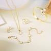 Romantic Pink Cherry Blossom Clavicle Chain Jewelry Set For Women Elegant Sweet Rose Flower Necklace Earrings Set Wedding Gift