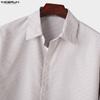 INCERUN Oversized Men Casual Loose Long Sleeve Striped Print Short Shirts Tops