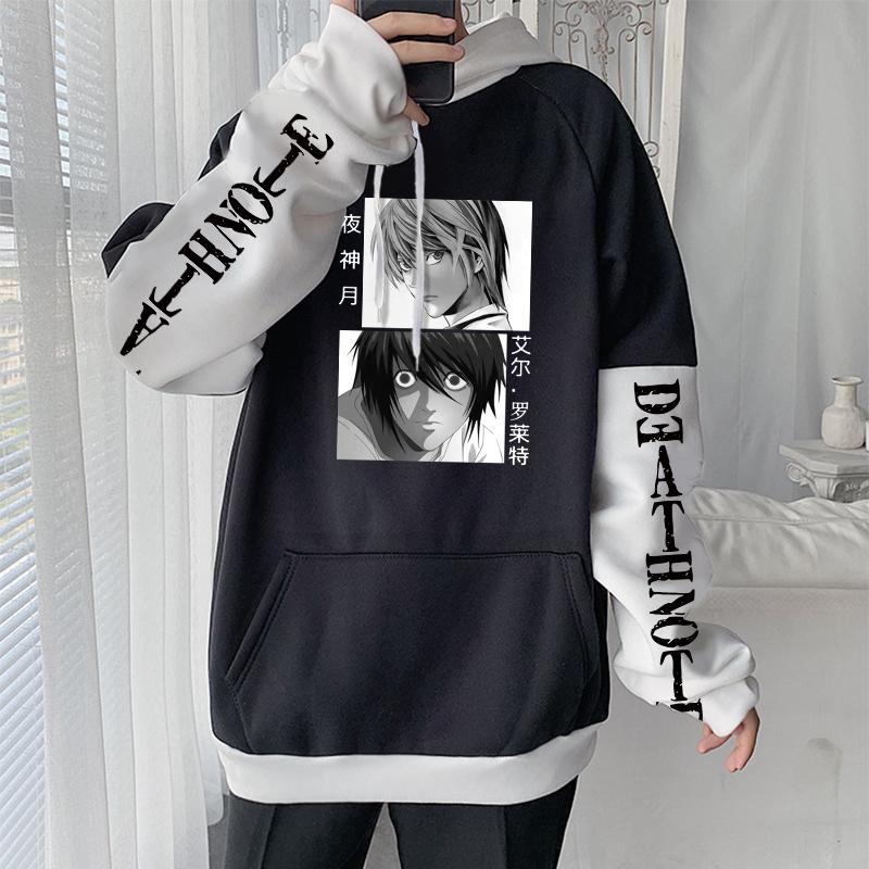 

Свитшот аниме Death Note Light Yagami And L Lawliet Print Hooded Men Women Trend Hoodies Casual Streetwear Harajuku Pullover XS