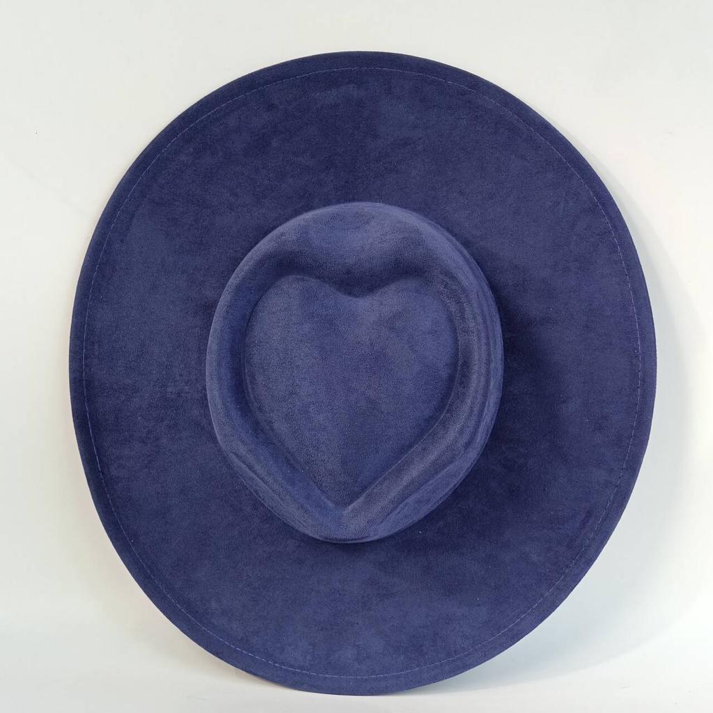 Men's vegan suede hat, women's heart-shaped crown logoengraving suitableforpyrographywide-brimmed hatcappelloluxuryhatsfor woman