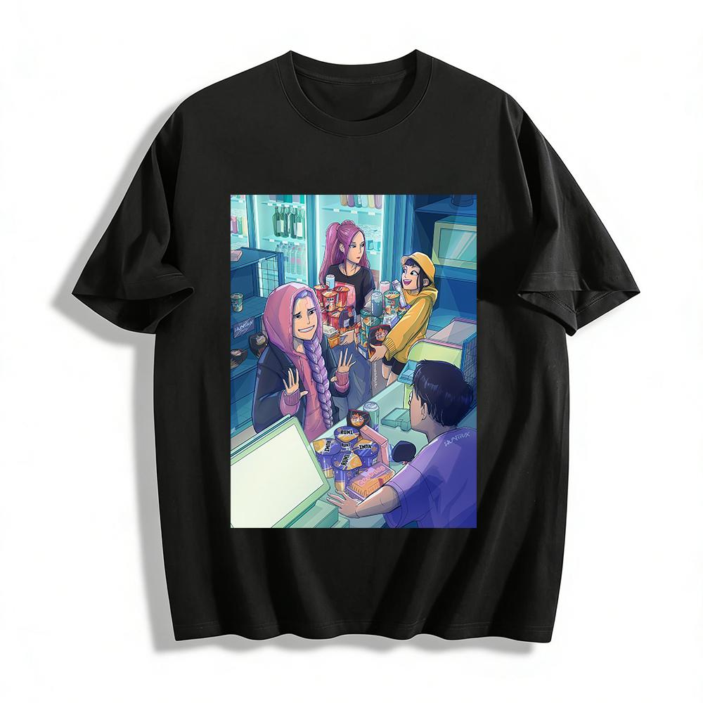 

Cyber Style Late Night Convenience Store Shopping Print T-Shirt Trendy Street Loose Unisex Top Pure cotton T-shirt XXS