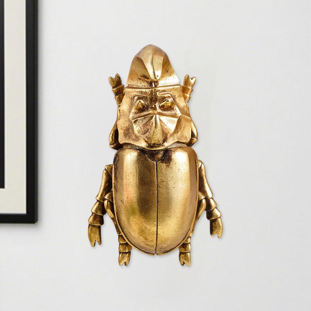 Beetles Wall Hanging Ornament Golden Artwork Walls Sculpture Decoration for Bedroom