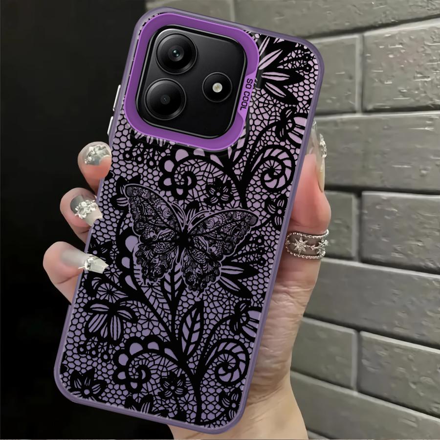 Design Sense Schwarze Spitze Hülle für Xiaomi Redmi Note 9 10 K60 12C A5 10C 13C 9C 9T 14C A1 A2 Plus Rückseite Handyhülle