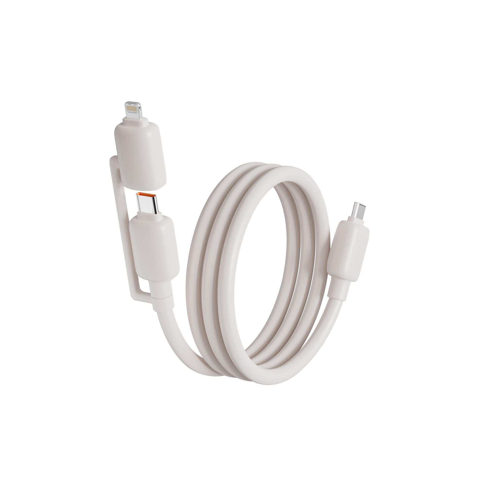 65W 2-in-1 Foldable Fast Charging Data Cable for Apple & Huawei