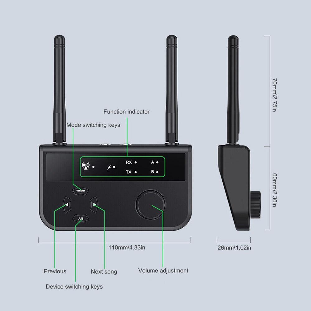 Long Range Bluetooth 5.3 Transmitter Receiver For TV Home Stereo Audio Adapter