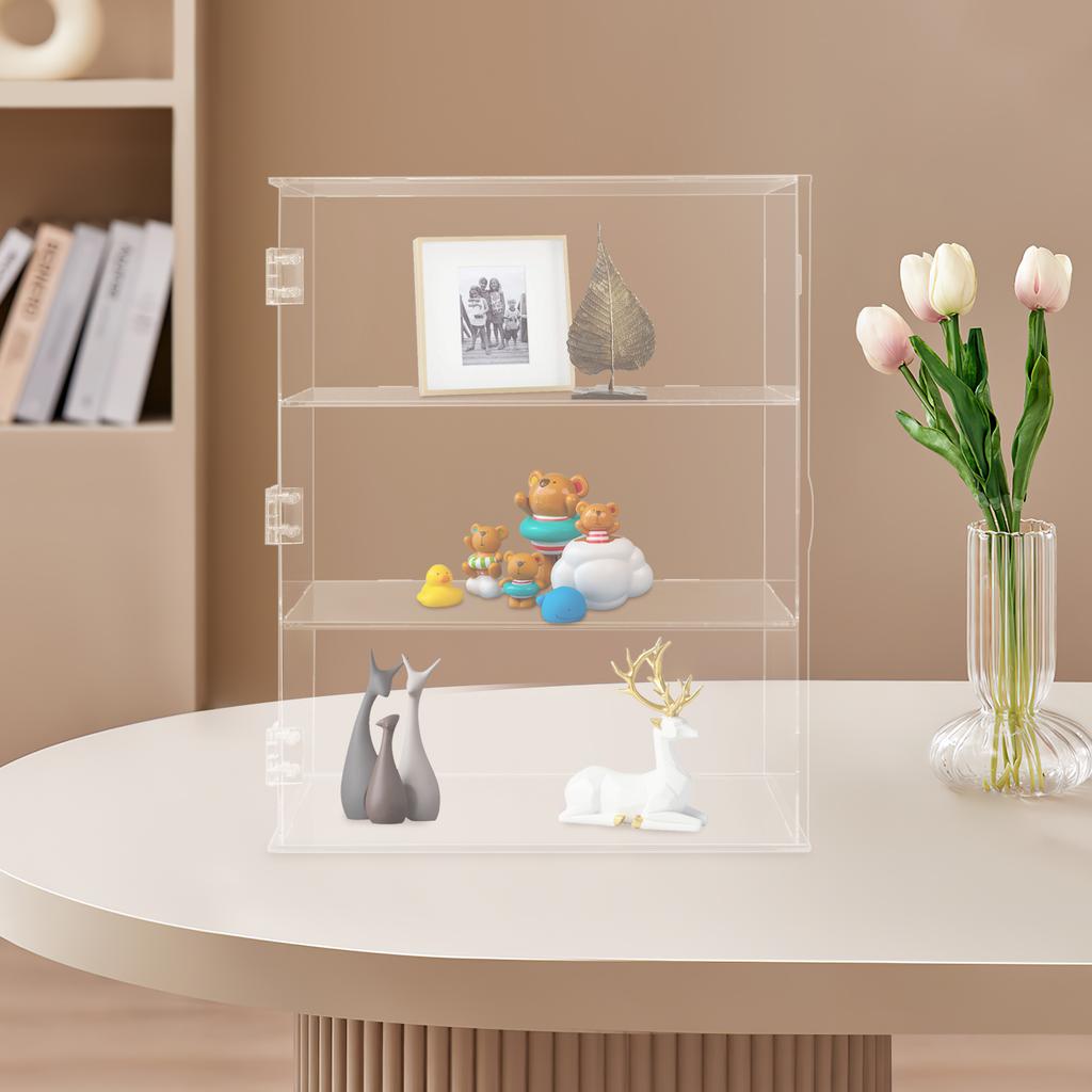 3-Tier Acrylic Display Case, Modern Rectangle Showcase Shelf, Freestanding Tiered Organizer for Collectibles - 12cm Tier Height