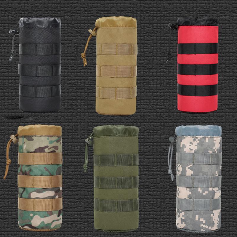 Outdoor Molle Tactical Water Bottle Holder Drawstring Kettle Pouch Carrier For Camping Hiking Cycling Hunting 4