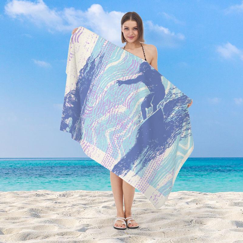 Tropical Palm Leaf Beach Towel Microfiber Quick Dry Absorbent Lightweight Monstera Print Towel for Beach Pool Vacation Travel