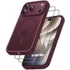 Case + 2 Tempered Glasses for iPhone 18 Pro Max, Anti-Scratch with Magnetic Circle Burgundy
