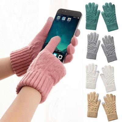 Plush Women's Knitted Gloves Thick Warm Men Women Mittens Cold-proof Gloves  Riding Skiing