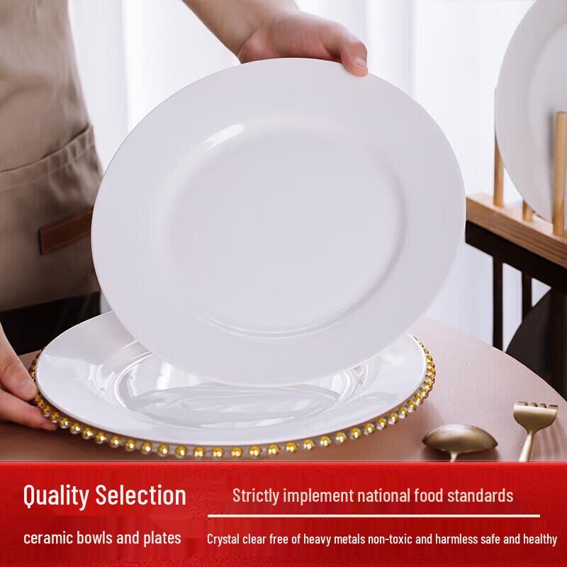 10-inch Pure White Ceramic Dinner Plate Set
