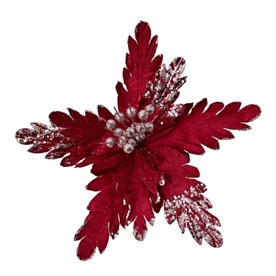 DYS Artificial Flowers with Gold Powder & Beads, Multi-Color Glitter Christmas Flowers, Multi-Layered Fabric Petals, Bendable Stems for Holiday