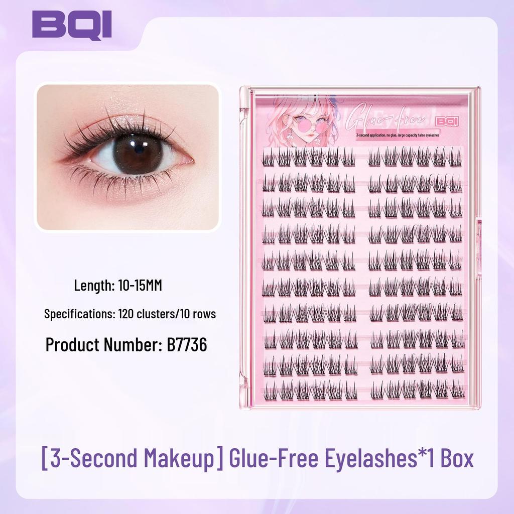 Eyelash Book: Adhesive-Free False Eyelashes - 10 Rows of Individual Upper & Lower Clusters for Beauty Makeup