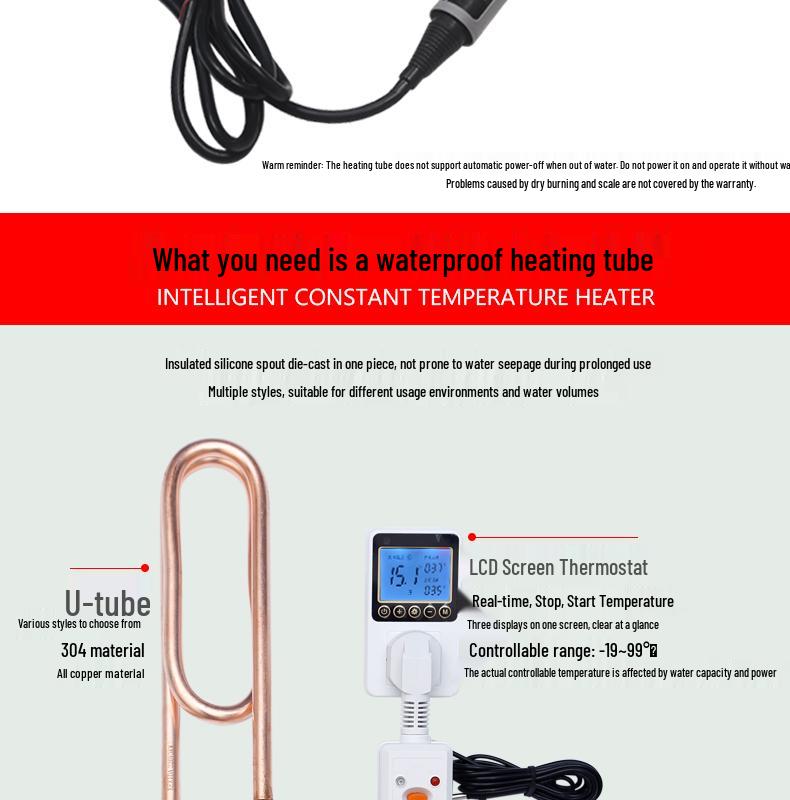 Quick-Heating Electric Boiler Rod for Bathtubs and Basins - Household Thermostatic Water Heater