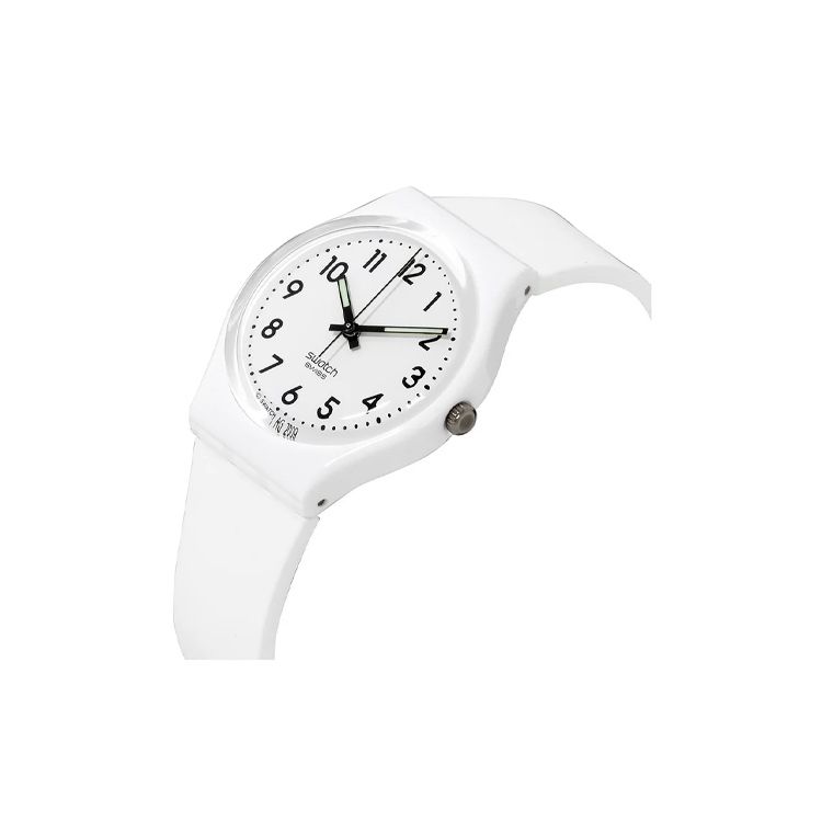Swatch Originals Quartz Waterproof Minimalist Watch 34Mm White Dial Plastic Case Silicone Strap Unisex watches GW151O