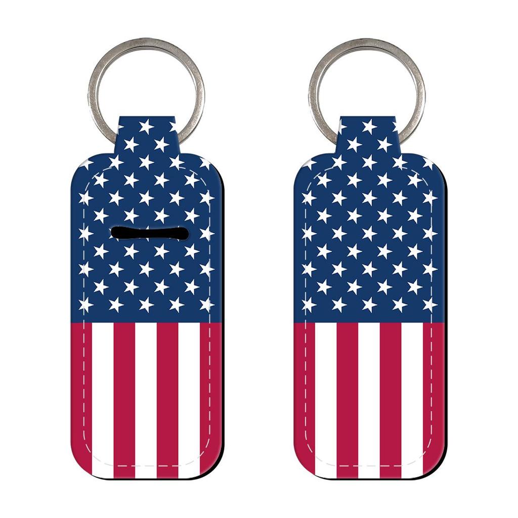 Flag Pattern Neoprene Lipstick Sleeve Keychain - Creative & Cute