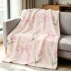 Pink Tulip Flannel Blanket Warm Soft Halloween Christmas Couch Warm Cozy Decorative Decor Gift for All Season