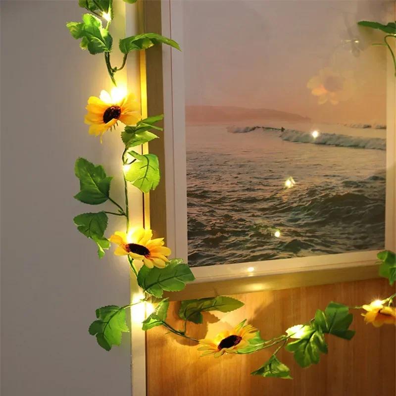 2–10 m künstliche grüne Efeublätter mit LED-Lichterkette für Zuhause, Schlafzimmer, Dekoration, Hochzeit, leuchtende künstliche Pflanzengirlande, Heimdekoration