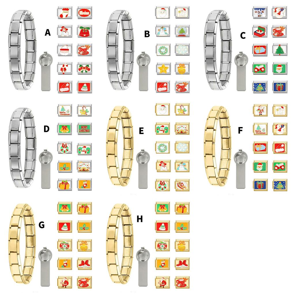 Ensemble de breloques vintage italiennes pour bracelet, pendentifs chics modulaires en acier inoxydable pour la création de bracelets distinctifs