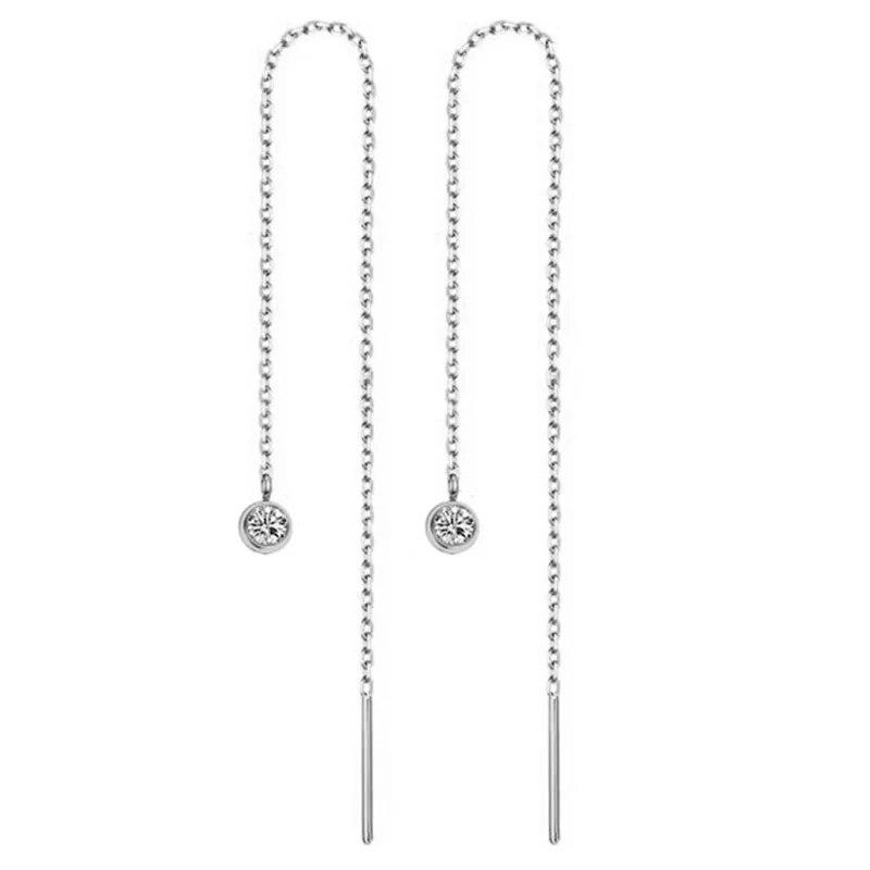 MinaMaMa Nerezová ocel Dlouhý tenký řetízek střapec kulička Hvězda motýlek náušnice pro ženy Náušnice navlékací nitě Módní šperky