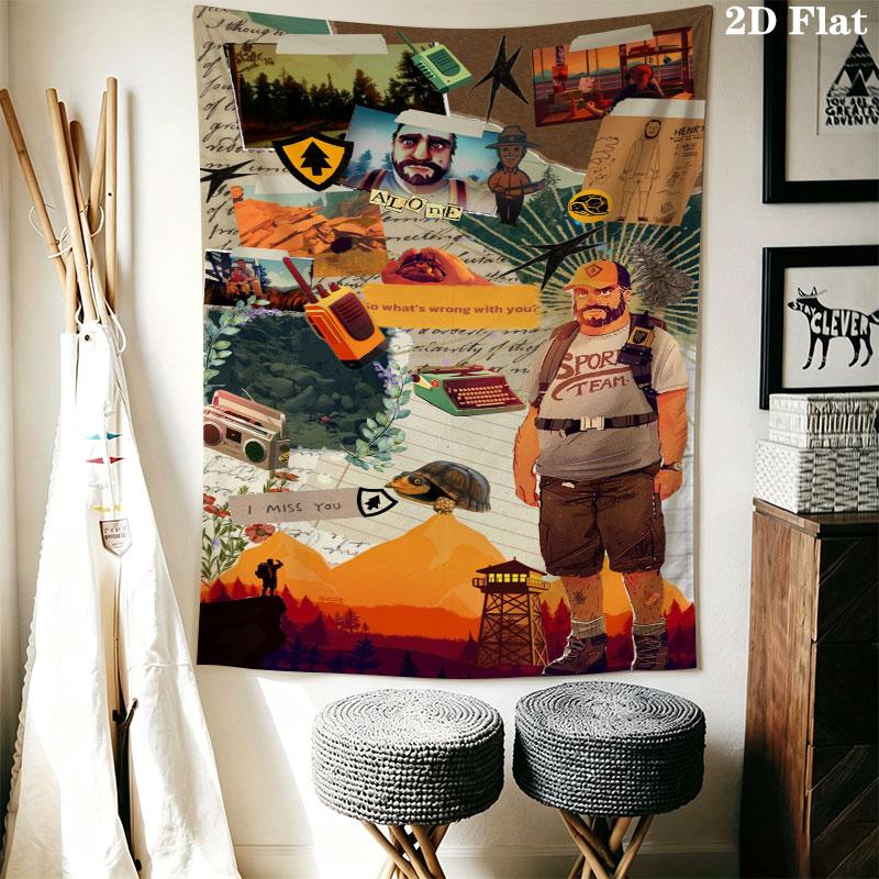Firewatch Dawn Wall Hanging Printed Fabric Blanket Decorative Tapestries for Bedroom Living Room Home Decor