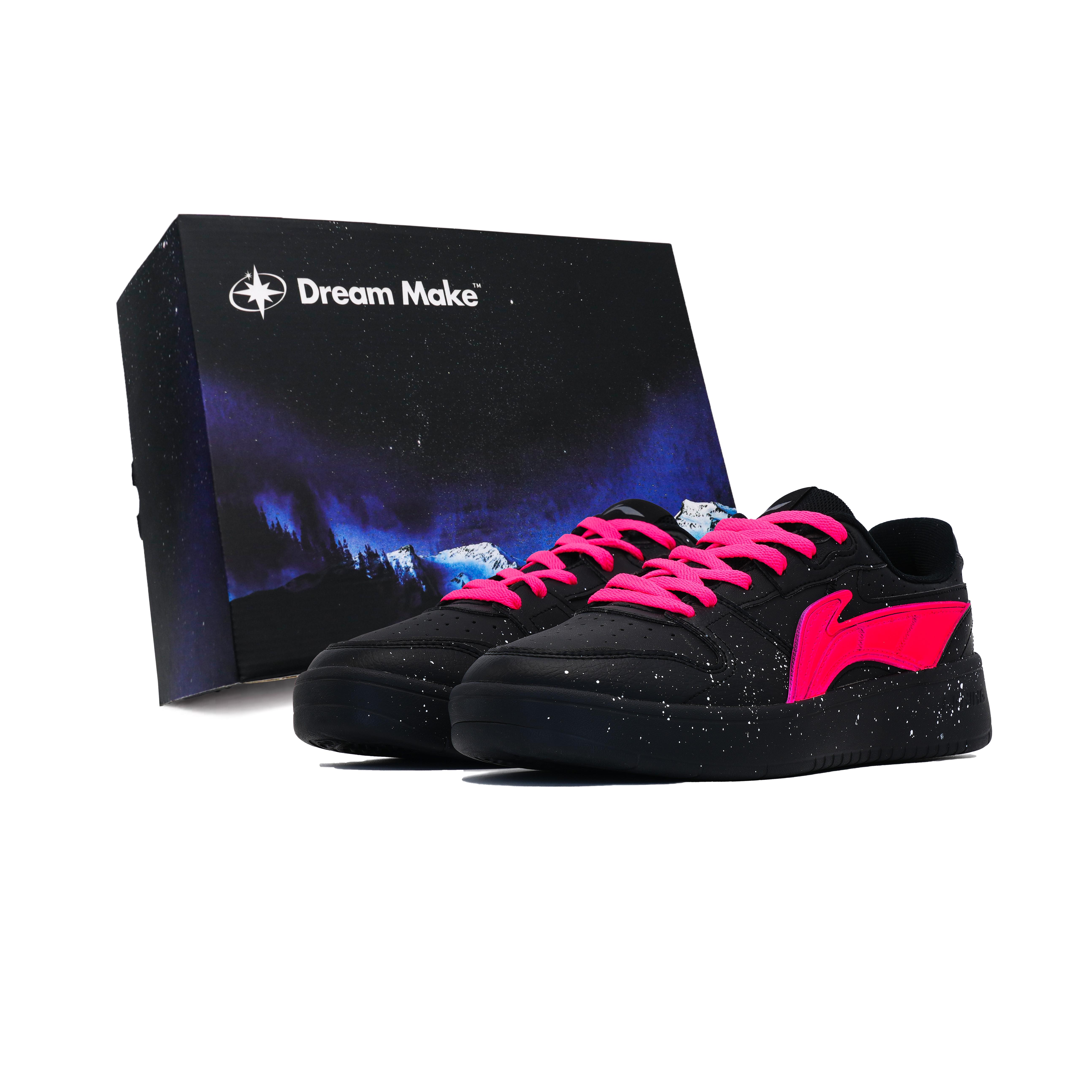 Li Ning Sycee V2 Нескользящие Увеличивающие Рост Низкие Кеды для Скейтборда Мужские Черный Розово-Красный AGCU515-5(Команда282--) 39.5