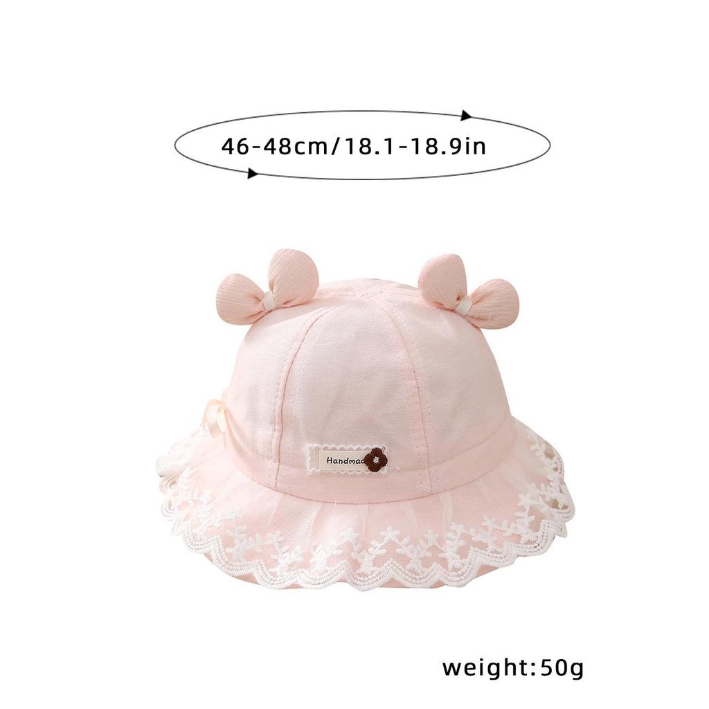 Lace Ruffle Baby Girl Fisherman Hat Solid Color Bow Sun Visors Spring Summer Bucket Cap Sweet Girl Toddler Kids Outdoor Basin Hat