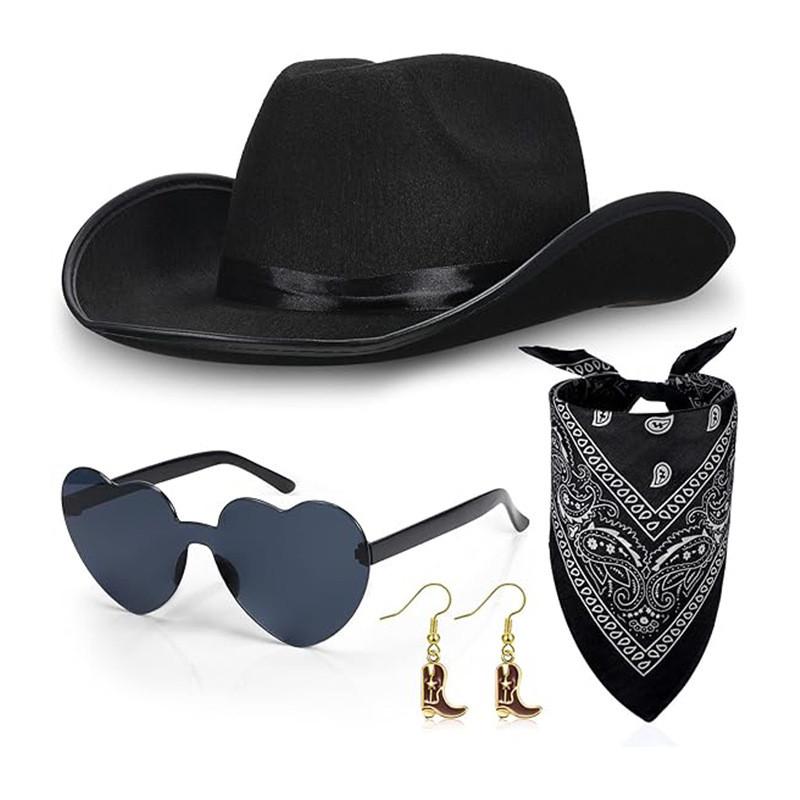Makeup Costume Accessories Set With Denim Hat And Heart Glasses For Party Gifts