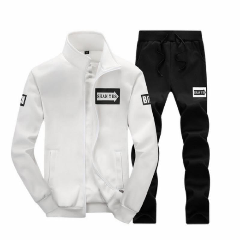 Autumn Teenage Men Large Size Polyester Fiber Long Sleeve Coat+Pant
