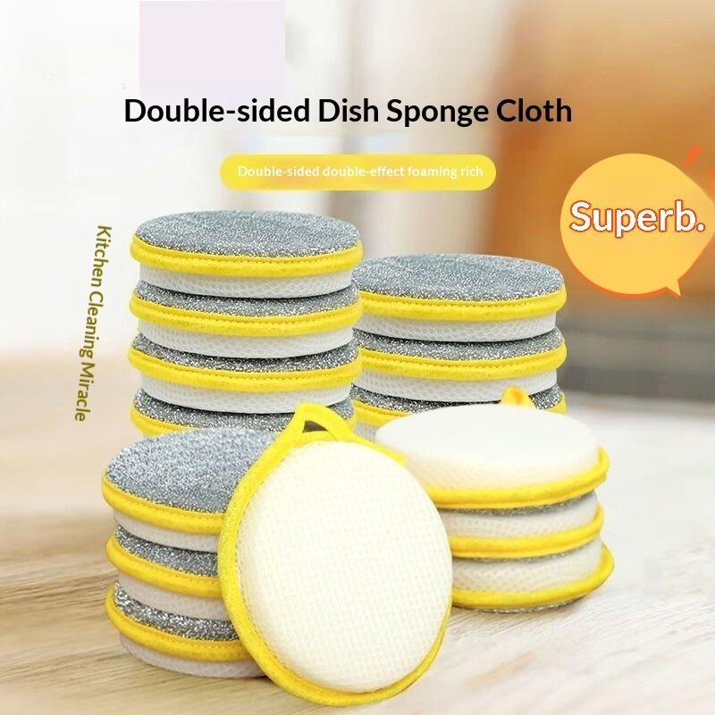Kitchen Dishwashing Sponge Double-sided Sponge Scrubbing Pot Artifact Household Cleaning Rag Non-oil Dishcloth Scrubbing Cloth