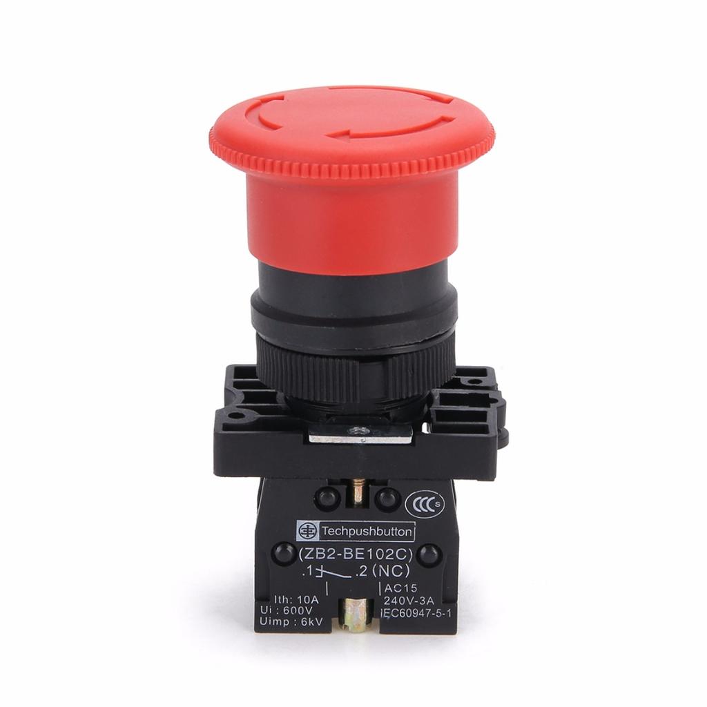 ZB2-BE102C P172 220V 10A Red NC 22mm Emergency Stop Mushroom Push button switch XB2-ES542 Control electrical starter switch