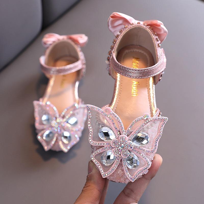 Summer new Korean-style rhinestone soft sole girls' sandals princess shoes children's shoes spring style girls' leather shoes trendy