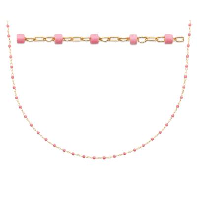 [R1091] - Gold Plated Necklace 'Boho' Rose Gold - 45 Cm - 1 Mm