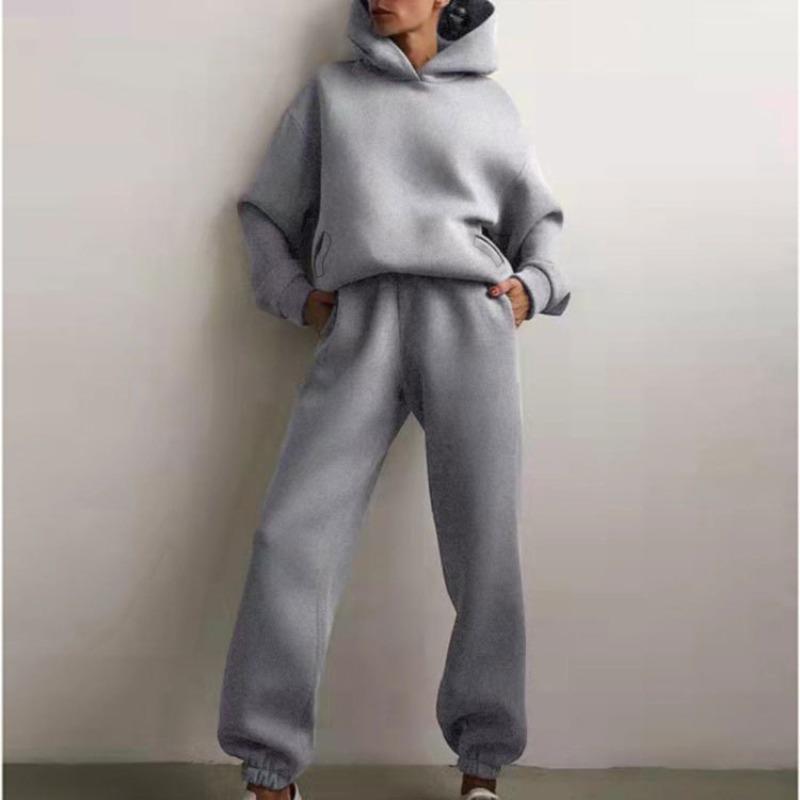 Women's Tracksuit Suit Autumn Fashion Warm Hoodie Sweatshirts Two Pieces Oversized Solid Casual Hoody Pullovers Long Pant Sets