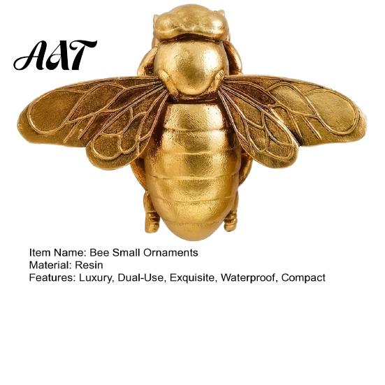 Modern French Style Wall Decor Vintage Gilded Bee Resin Figurine, Lifelike 3D Insect Sculpture with Built-In Gold Art Hook, Light Luxury Tabletop
