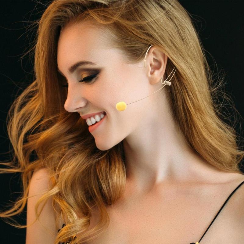 3.5mm Thread Straight Plug Head Microphone Replacement Headset Headworn Microphone Double Earhook Headworn Mic Enduring