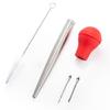 Kitchen Stainless Steel Turkey Baster with 2 Marinade Needle and Cleaning Brush