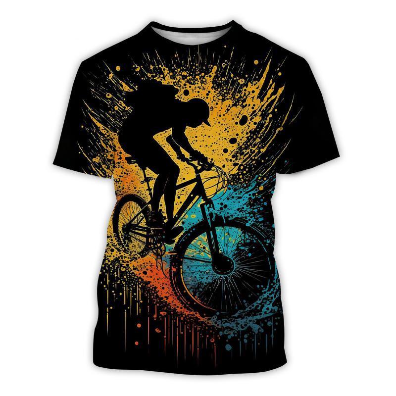 3D Printed Bicycle Cycling T-shirt Men's Plus Size Short-sleeved T Shirt Fashion Casual Round Neck Tees Harajuku Sports Tops