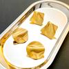 Stainless Steel Pleated Geometric Earrings For Women Girls Fashion Jewelry Trendy Vintage Women's Smooth Gold Color Stud Earring