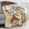 Coffee Print Flannel Blanket Dwarf Soft Blanket Suitable for Travel Sofa Bed Office