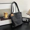 1pcs Retro Denim Shoulder Bag Large Capacity Shopping Tote Lightweight Outdoor Travel Daily Commuter Handbag