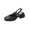 Summer New Retro Mary Jane Shoes Bag Head Sandals Round Head Thick Heel Single Shoes Women