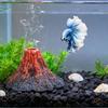 Aquarium Volcano Decor Realistic Resin Ornament 3D Mountain Landscape For Fish Tank, Betta Gold fish Shrimp