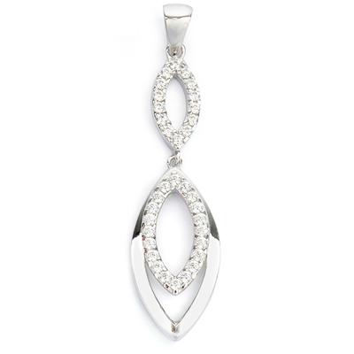 [Q9427] - Silberanhänger 'Sissi' silber-weiß (rhodiniert) - 30x10 mm